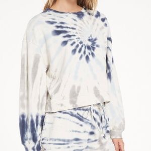 Cropped Blue Tie Dye Sweatshirt